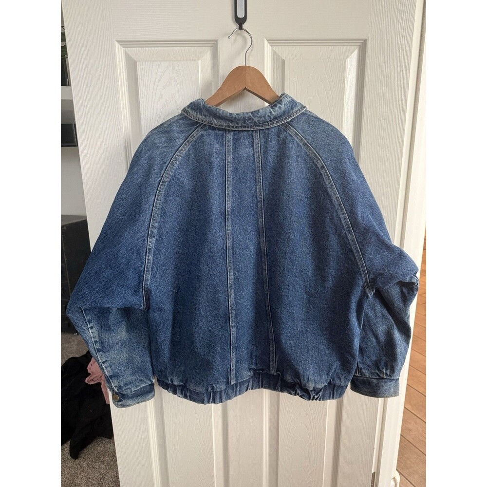 Guess Georges Marciano Vintage 1980s Unisex Denim Bomber Jacket XL Marty McFly - Picture 16 of 16